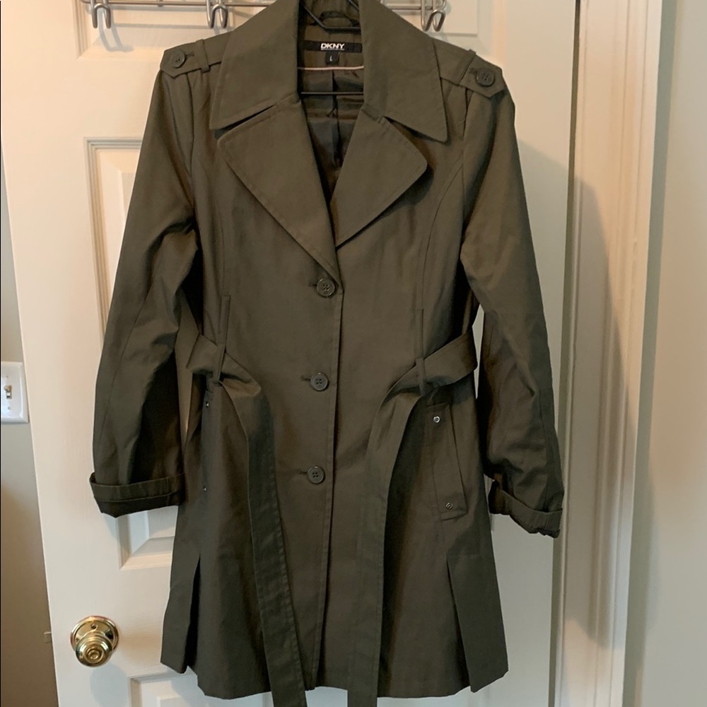 Trench Coat Green Dkny Coat Dkny Green Trench Coat With Belted